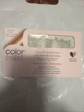 Color Street Silver Glitter French Manicure Nail Polish Strips